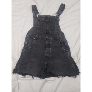 Free People Black Denim Overalls